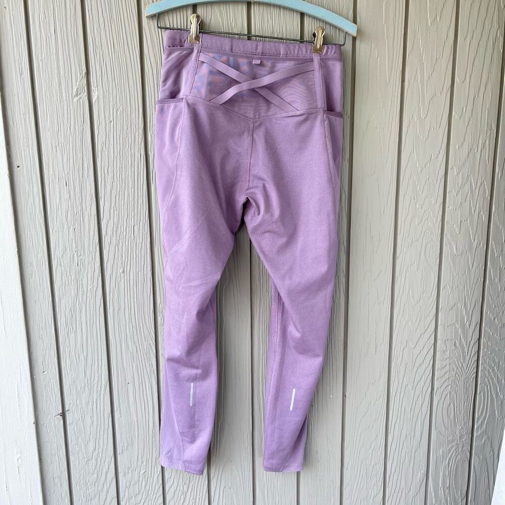 ASICS Distance Supply 7/8 Sz M Lilac Multi Pocket Running Leggings